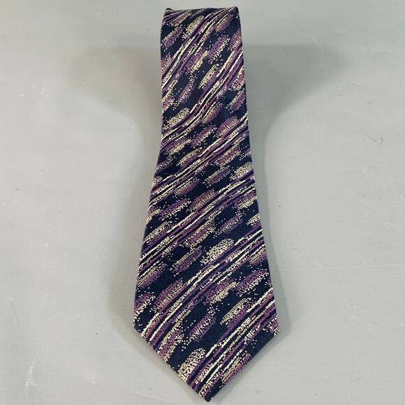 MISSONI One Size Purple Grey Black Abstract Silk Tie - Picture 2 of 5